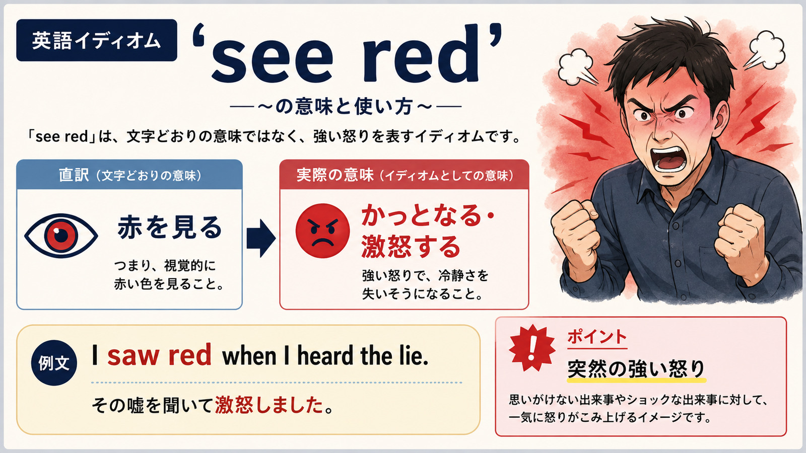 see redの直訳と実際のニュアンスを比較する本文イラスト