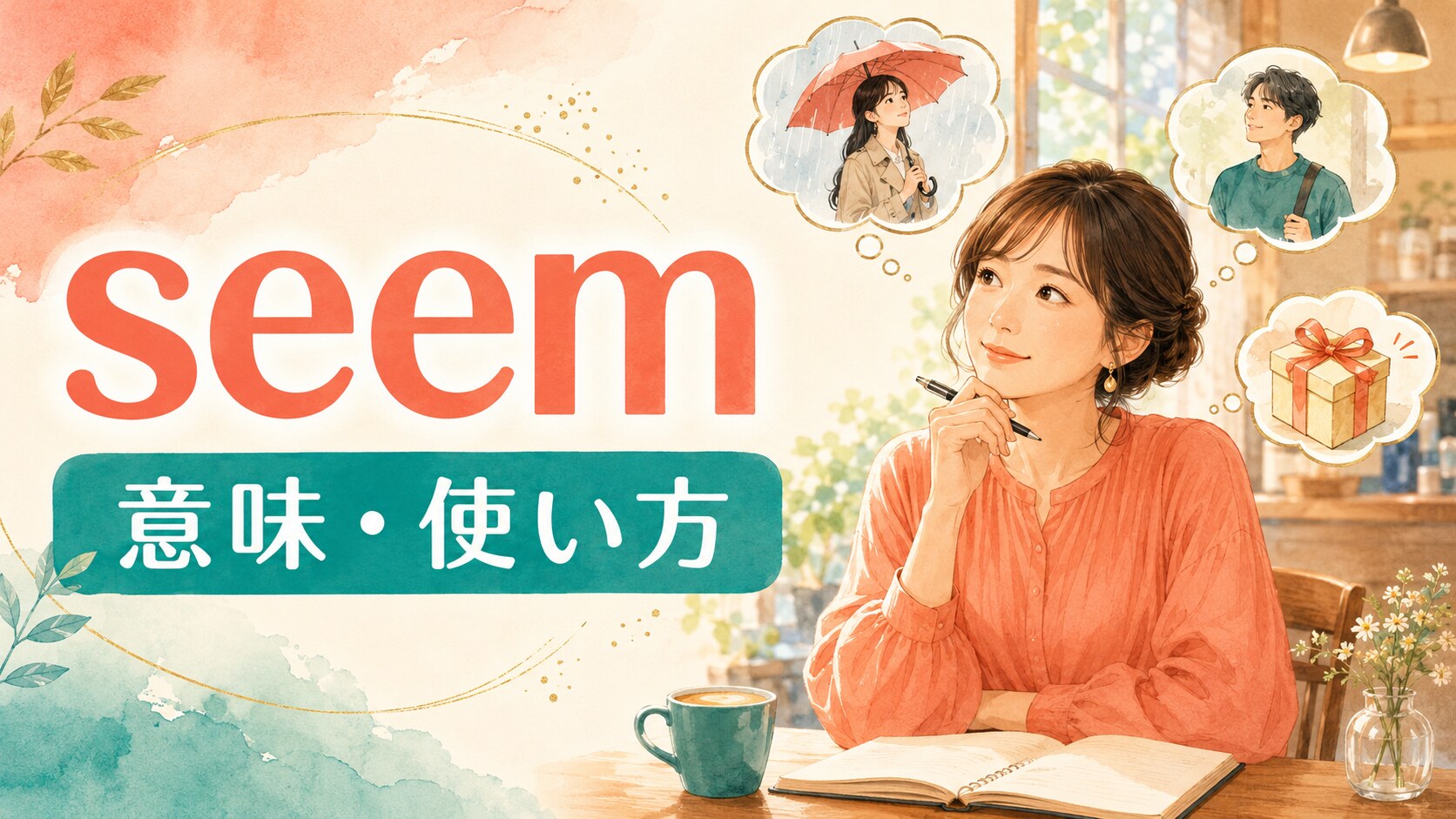 seemの意味と使い方を解説する英語学習イラスト