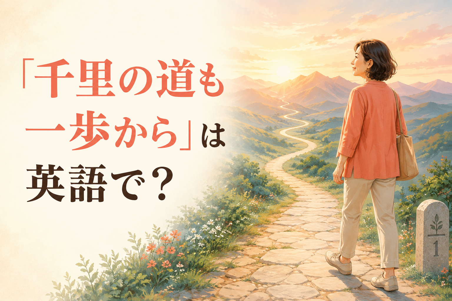 「千里の道も一歩から」は英語で?長い道へ第一歩を踏み出す女性