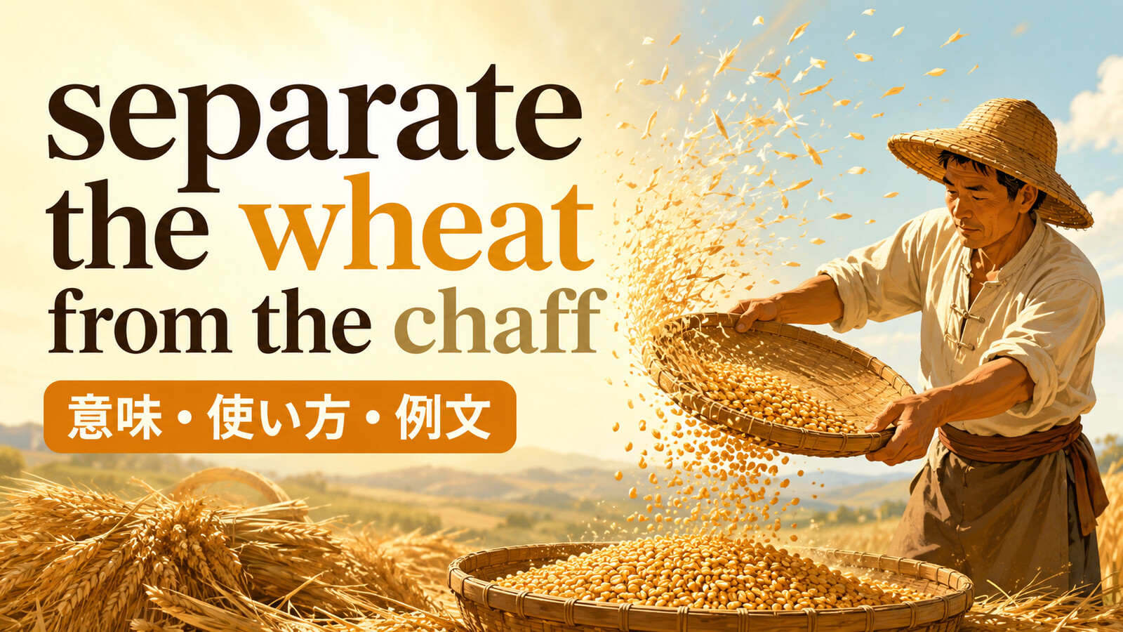 separate the wheat from the chaffの意味・使い方を解説するアイキャッチ画像