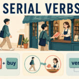 連続動詞構文と英語のgo and buyを比較する図