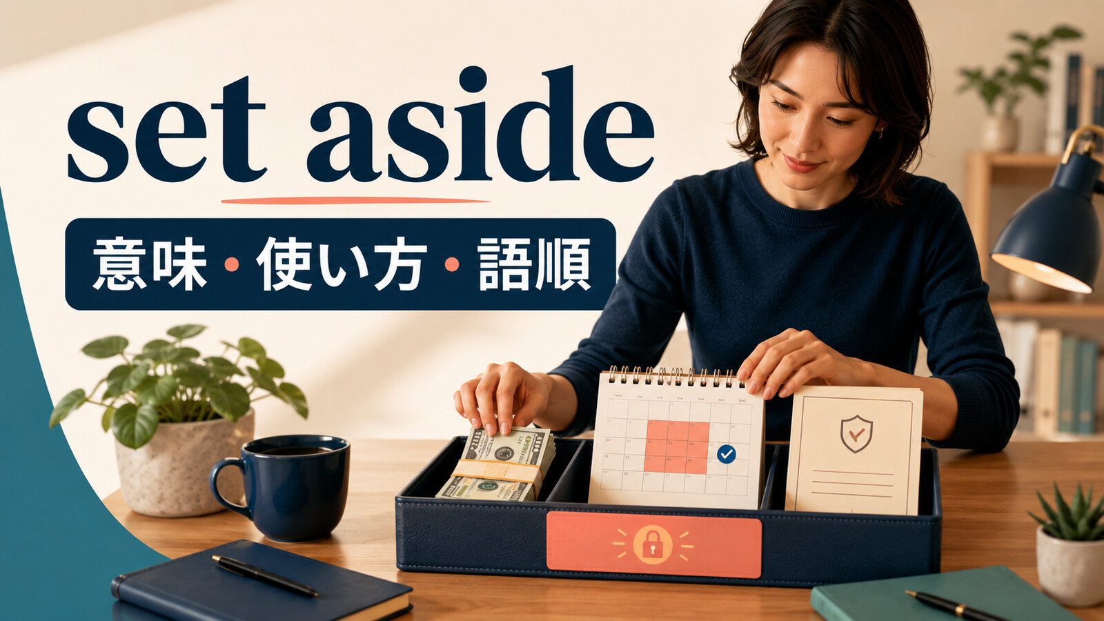 set asideの意味・使い方・語順を解説するアイキャッチ画像