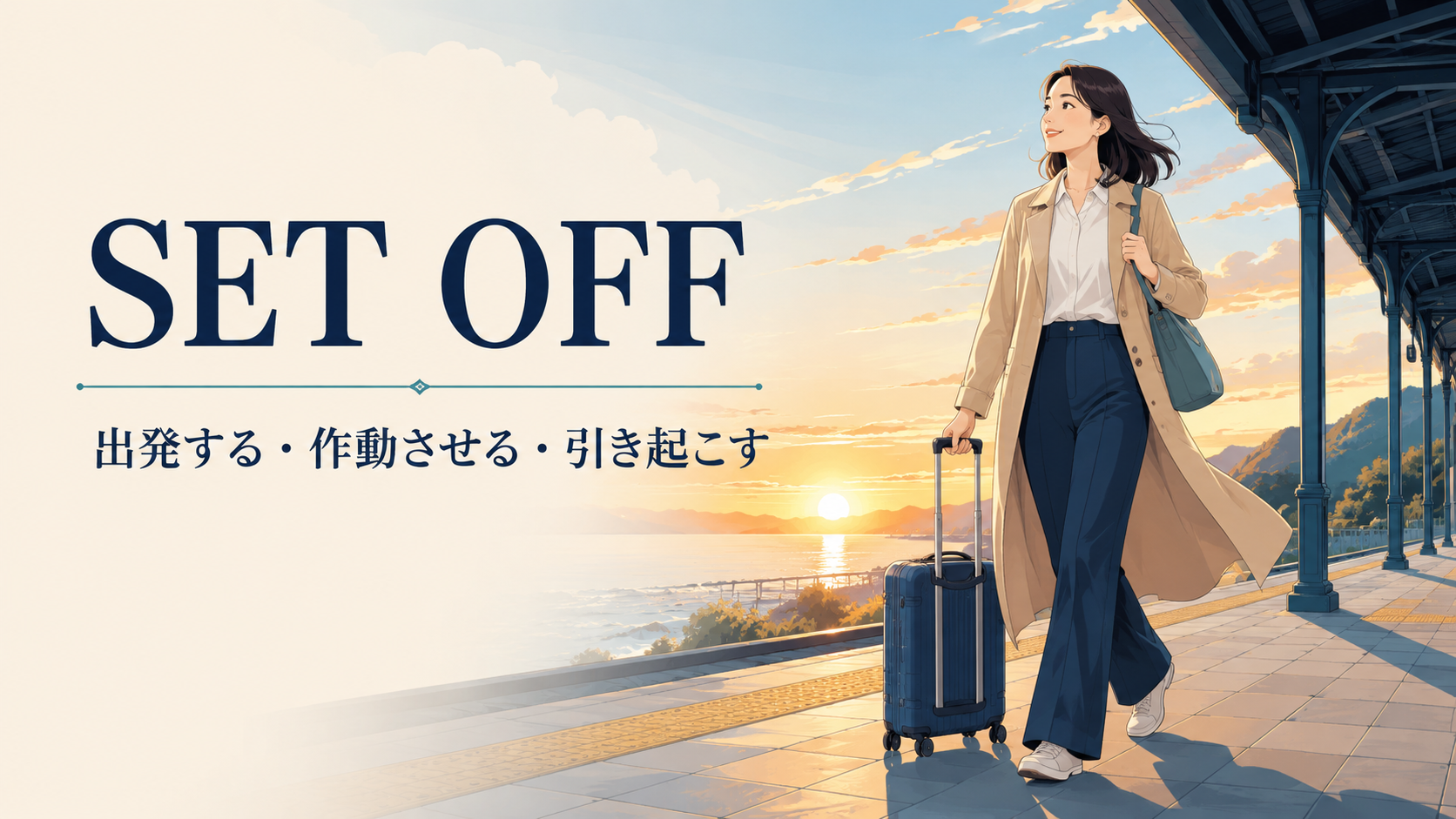set offの意味は？「出発・作動・引き起こす」の使い分けと例文