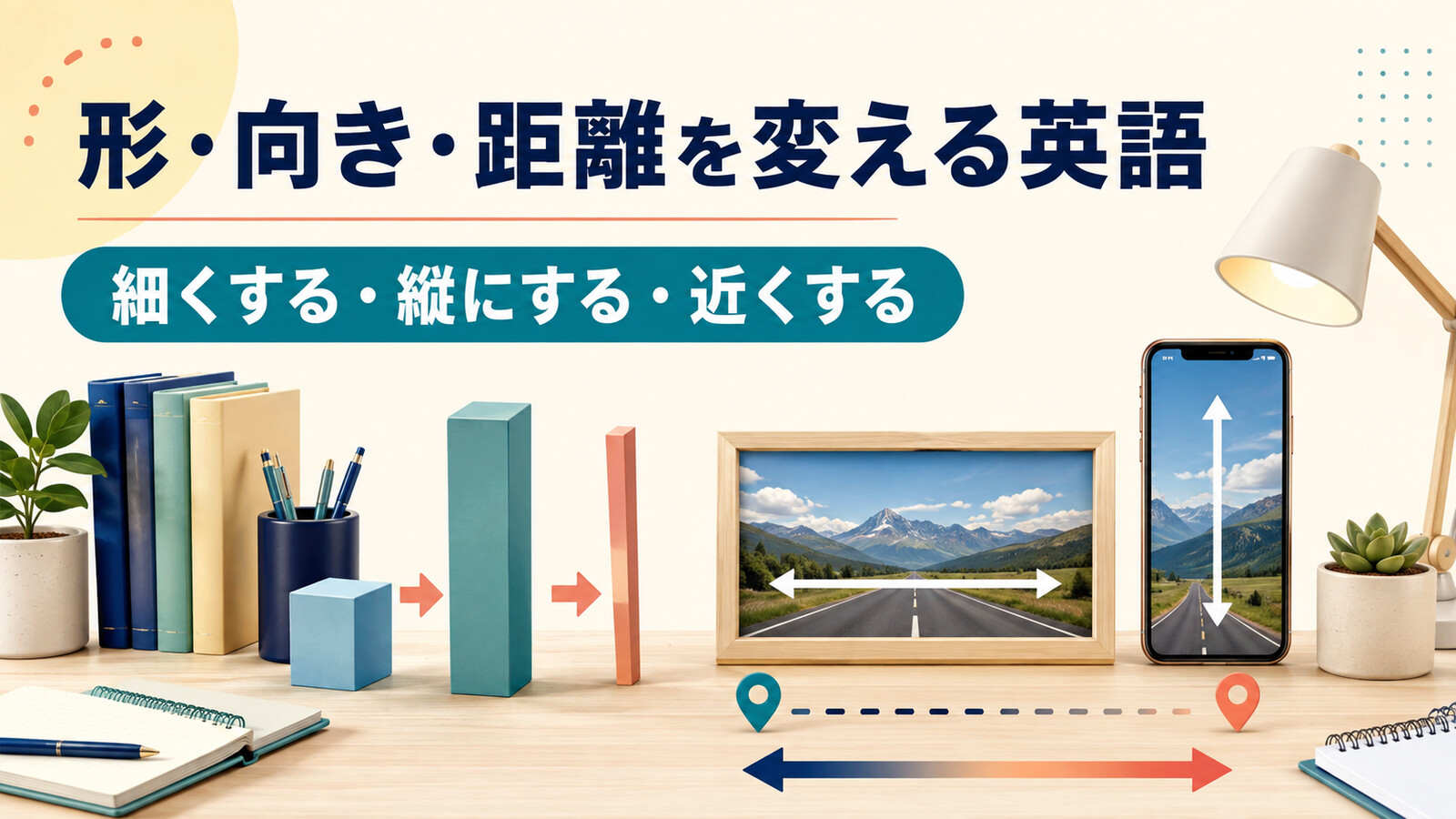 形・向き・距離を変える「○○にする」の英語