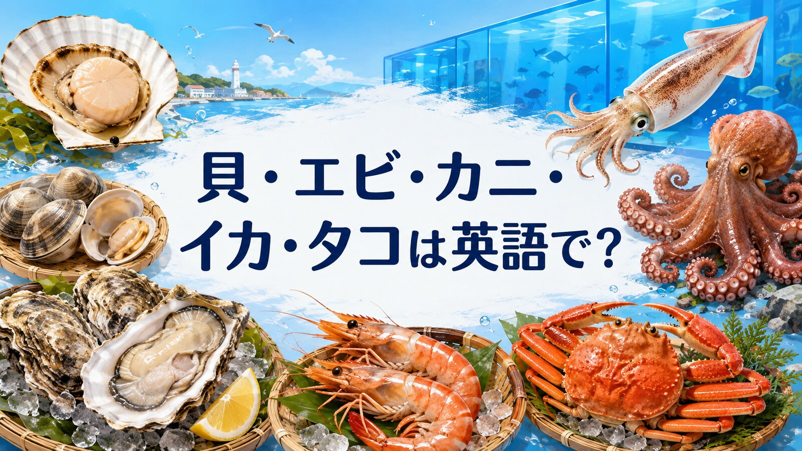 貝・甲殻類・イカ・タコの英語一覧｜shellfish・crustacean・mollusk・cephalopodの違い
