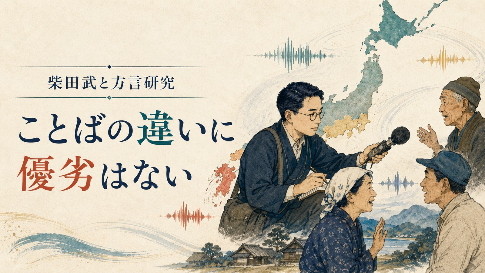 柴田武の方言研究を表すイラスト