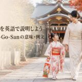 神社へ七五三のお参りをする着物姿の母親と女の子
