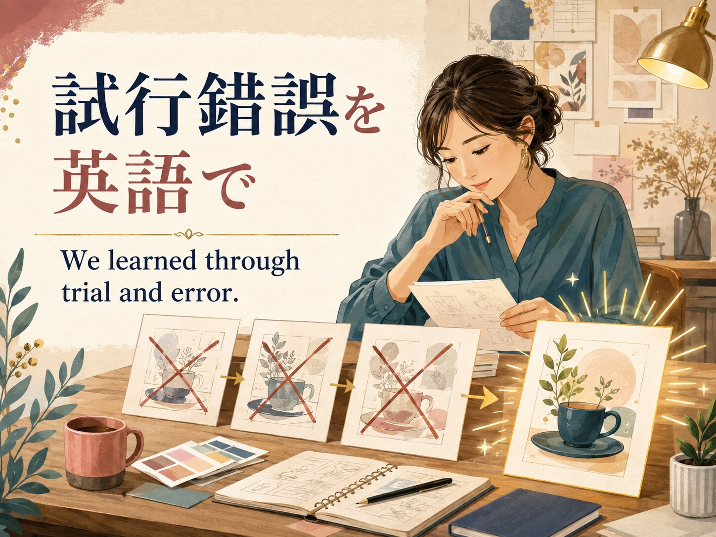 試行錯誤を英語で表す We learned through trial and error. のアイキャッチ