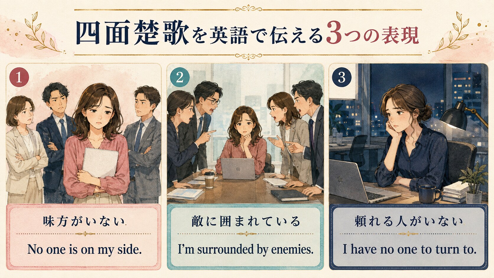 四面楚歌を英語で伝える3つの表現と場面