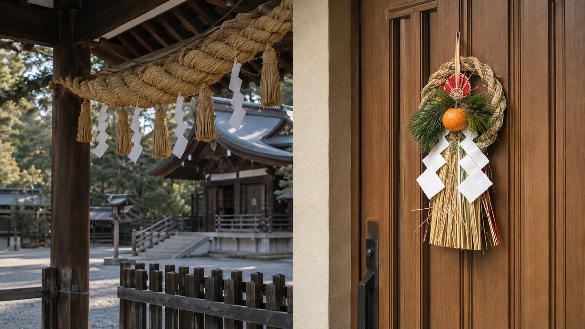 神社のしめ縄と玄関に飾るお正月のしめ飾りの違い