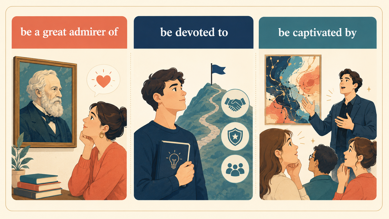 be a great admirer of・be devoted to・be captivated byの違い