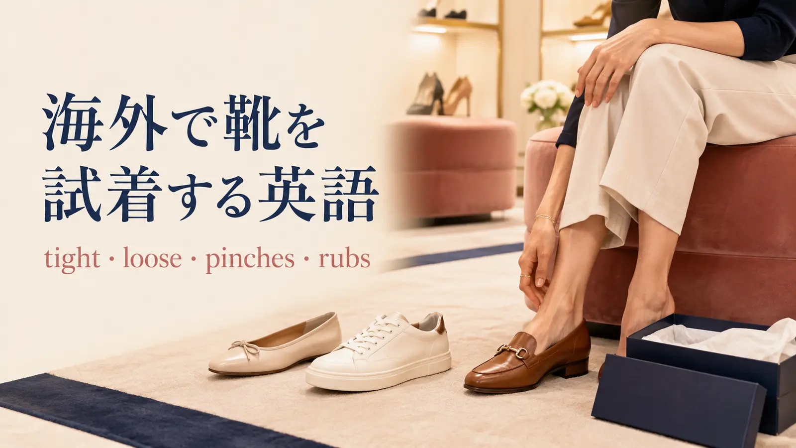 海外で靴を試着するときの英語｜tight・loose・pinches・rubsの伝え方