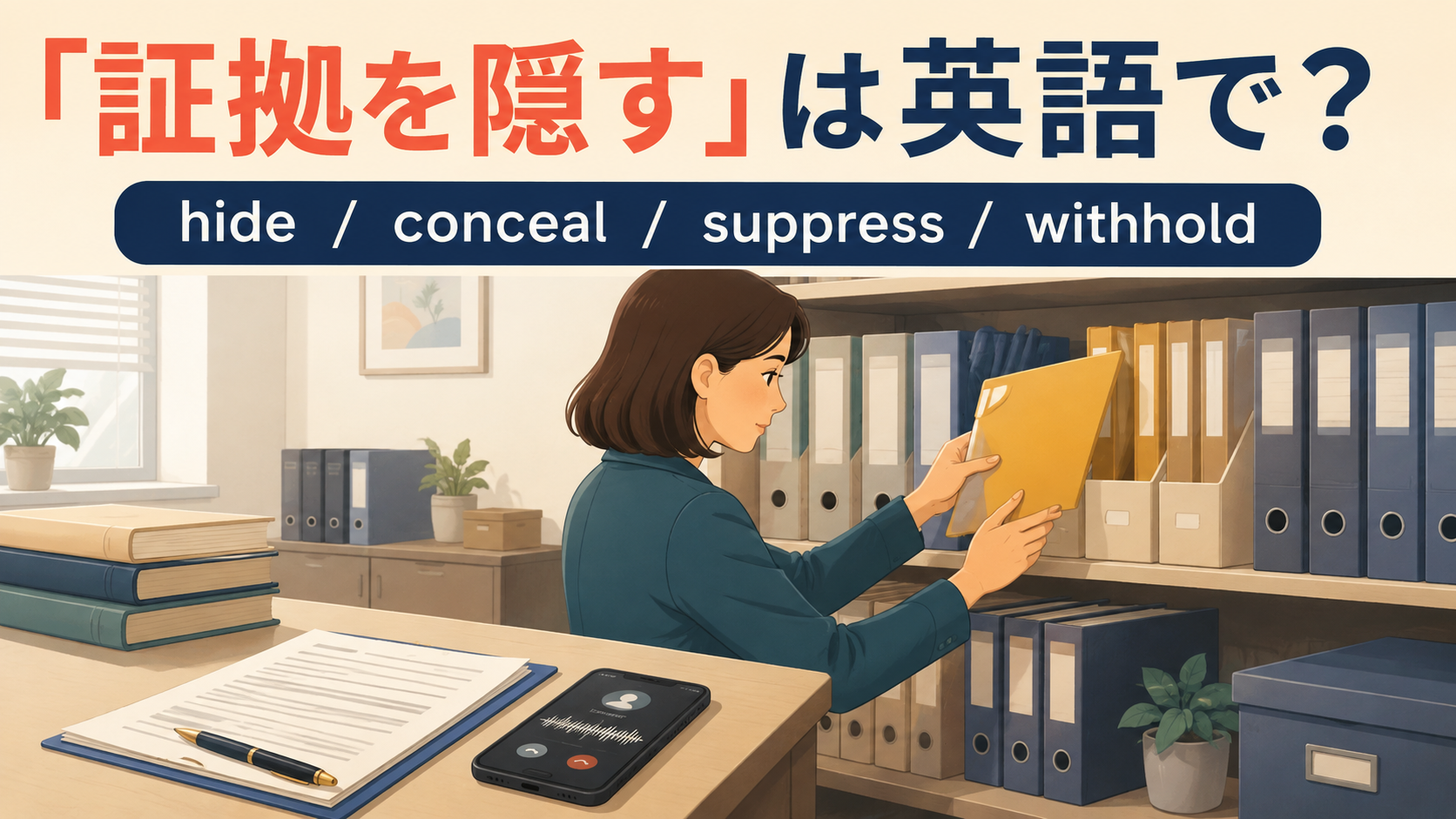 「証拠を隠す」は英語で？hide・conceal・suppress・withhold evidenceの違い
