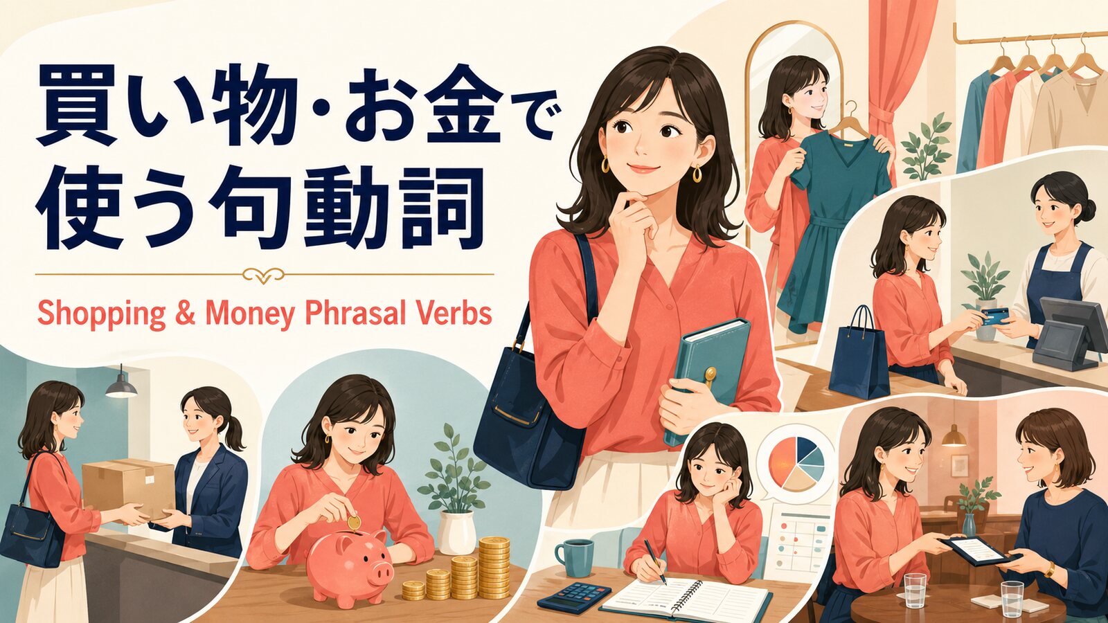 買い物・お金で使う句動詞30選｜試着・会計・返品・節約・支払いの英語