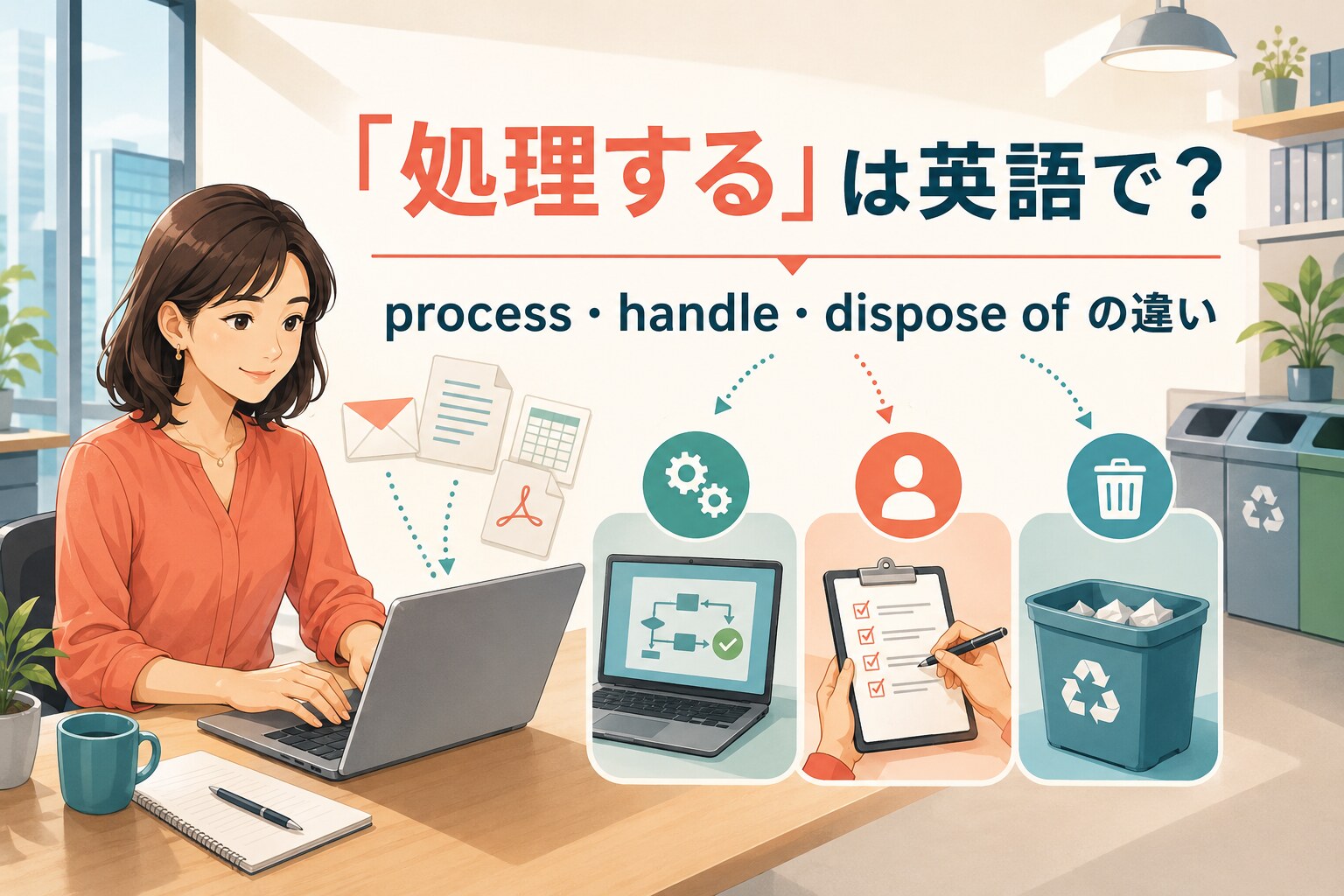 「処理する」は英語で？process・handle・dispose of・treatの違い