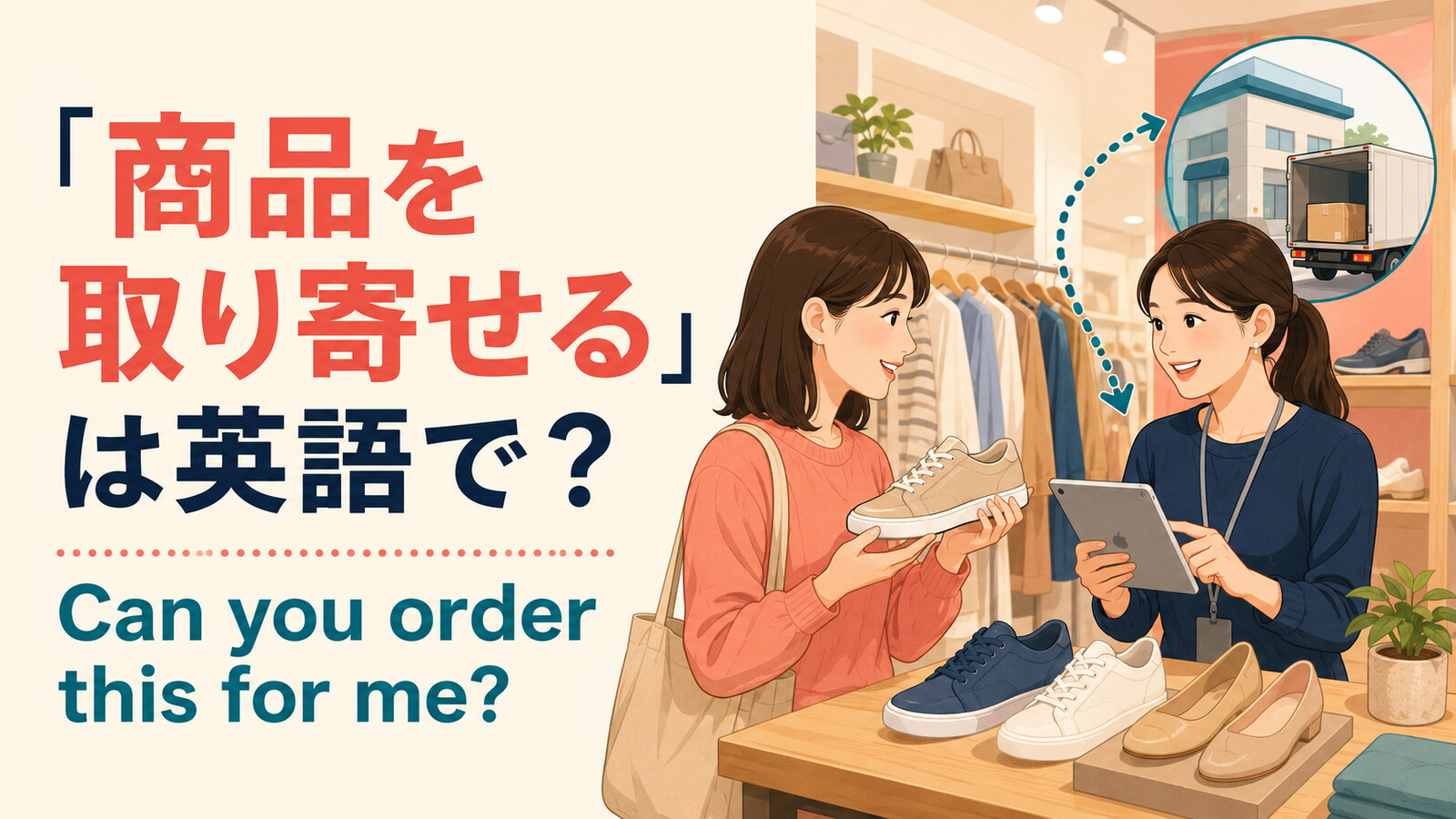 店員に商品を取り寄せられるか英語で尋ねる買い物客