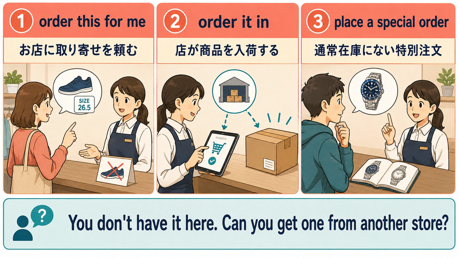 order this for me・order it in・place a special orderの違い