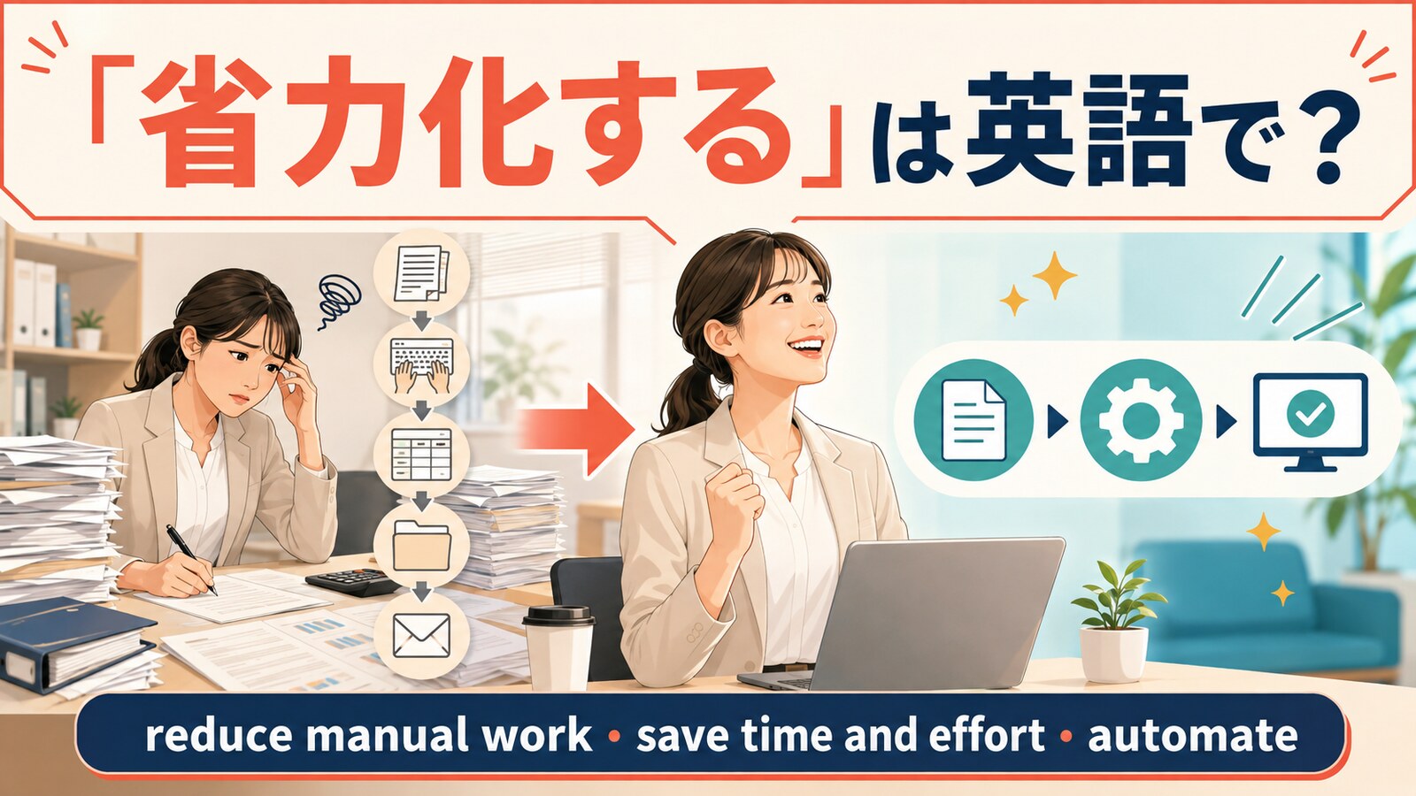 「省力化する」は英語で？reduce manual work・save time and effort・automateの違い