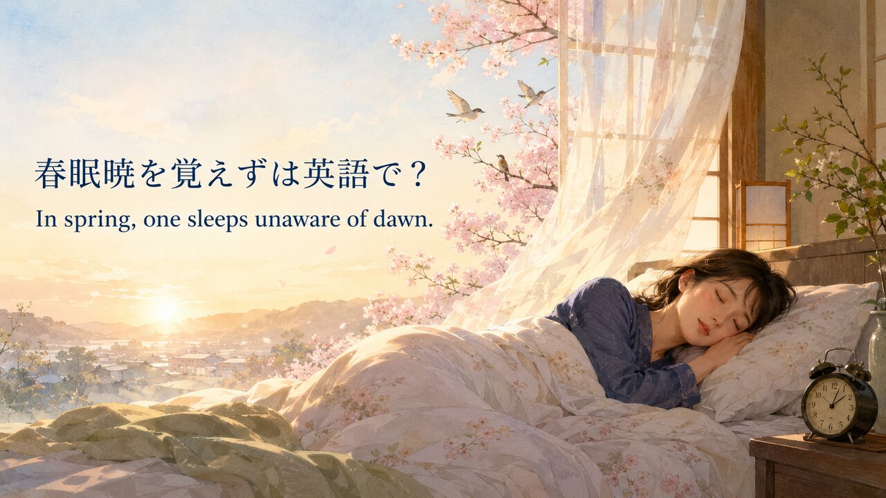 春眠暁を覚えずは英語で?春の夜明けにも眠り続ける様子のアイキャッチ