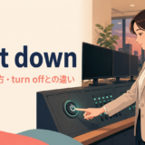 shut downの意味・使い方とturn offとの違いを解説するアイキャッチ画像