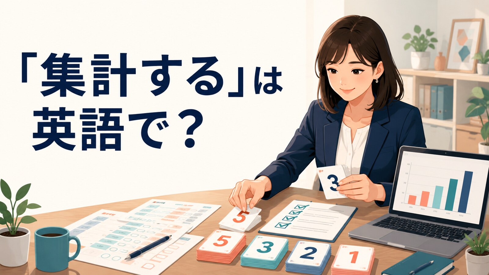 「集計する」は英語で？アンケート結果を数えてまとめる場面