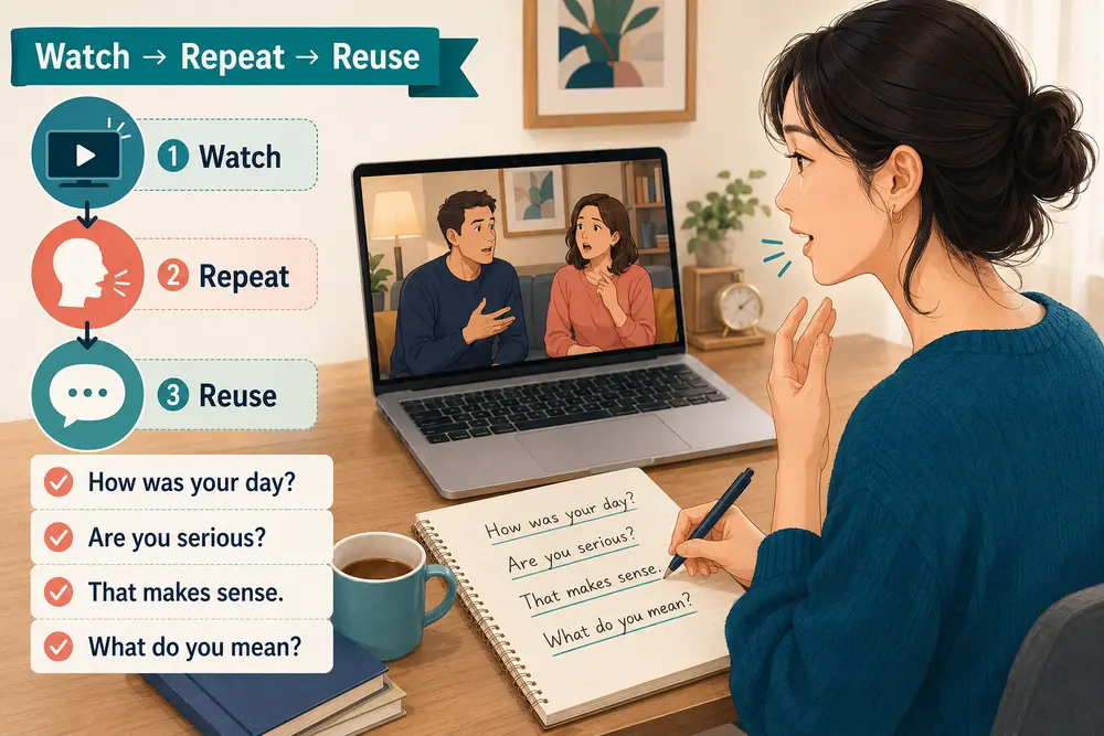 シットコム英語学習のWatch Repeat Reuse実践法