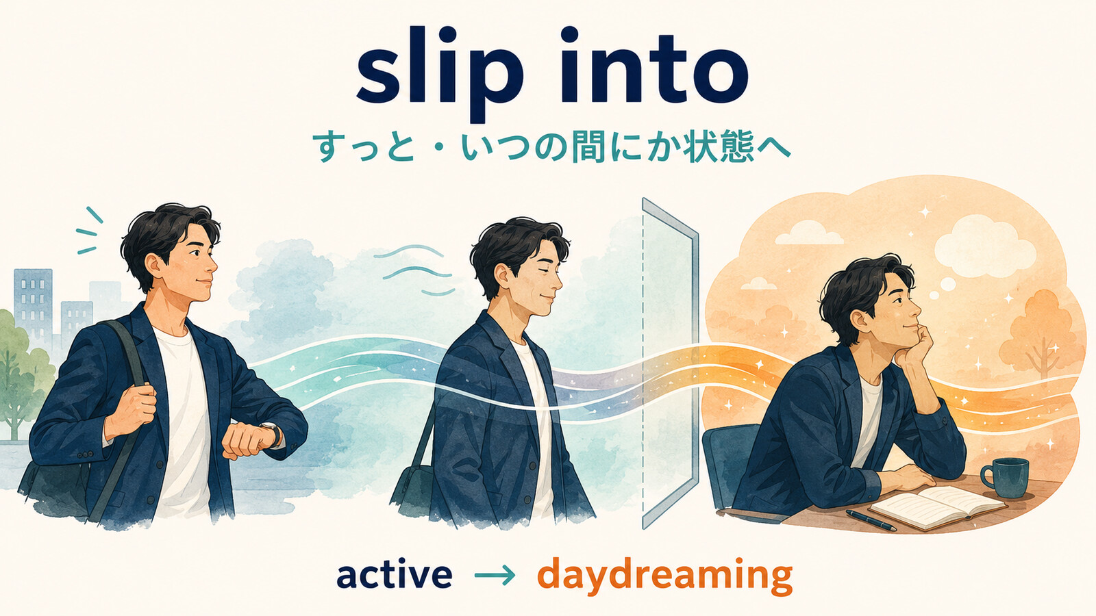 slip intoが気づかないうちに状態へ移るイメージ