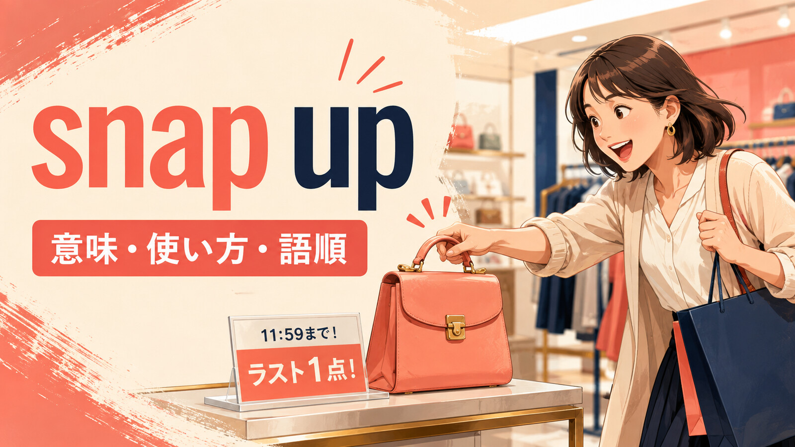 snap upの意味は？「すぐ買う・素早く手に入れる」の使い方・語順とbuyとの違い