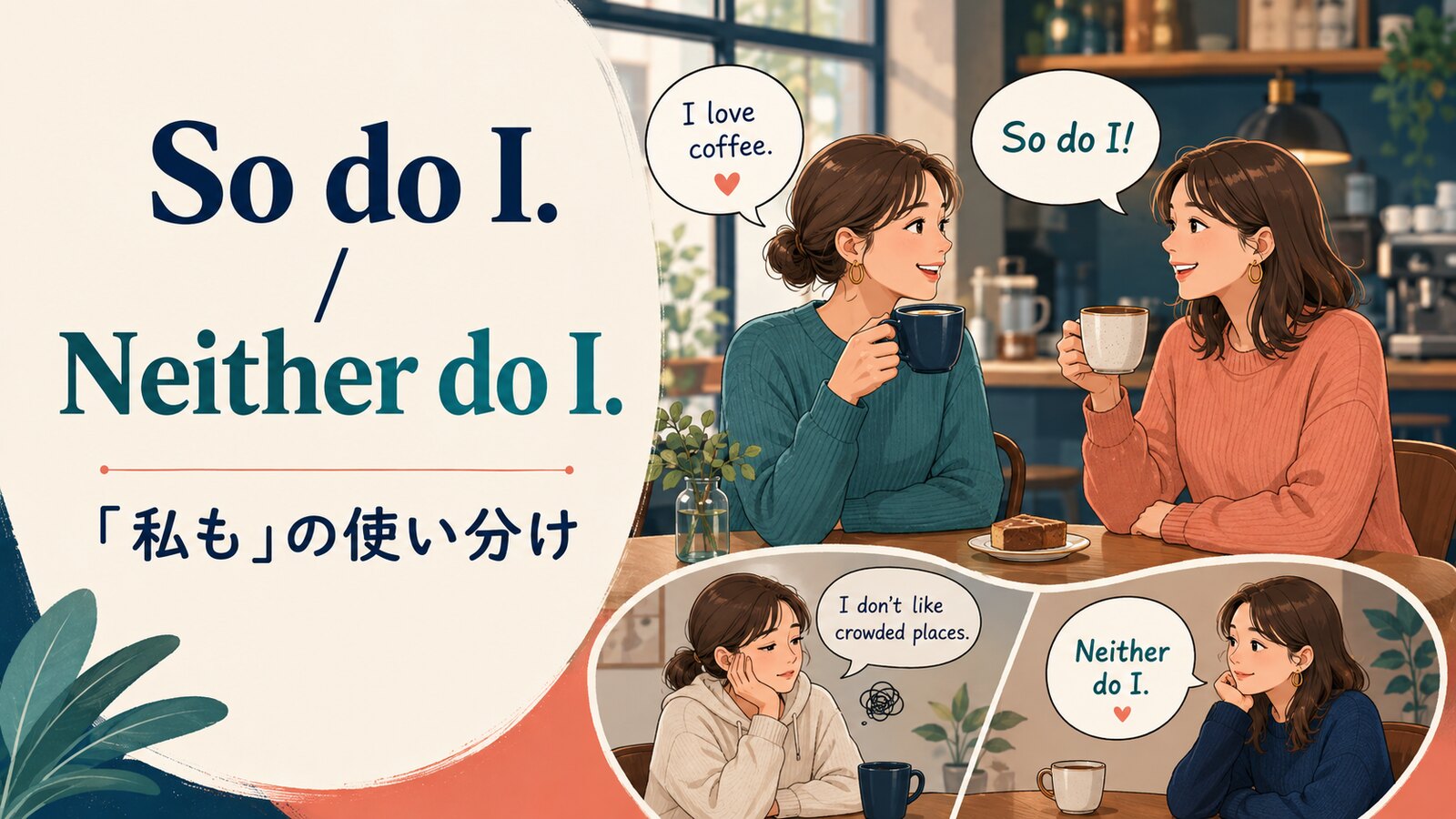 So do I.の意味は？Neither do I.・Me tooとの違いと使い方