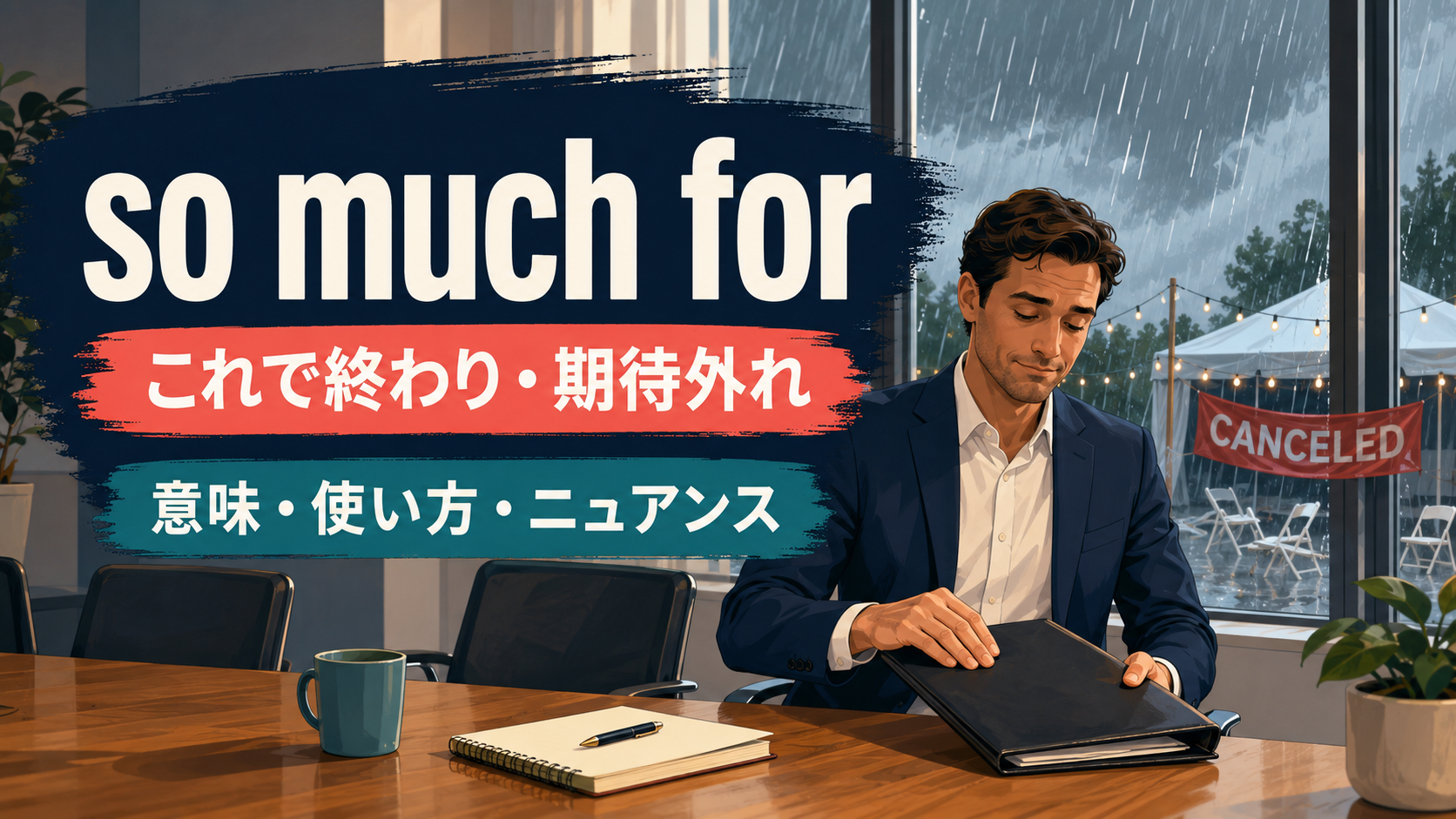 so much forのこれで終わりと期待外れの意味を解説するアイキャッチ