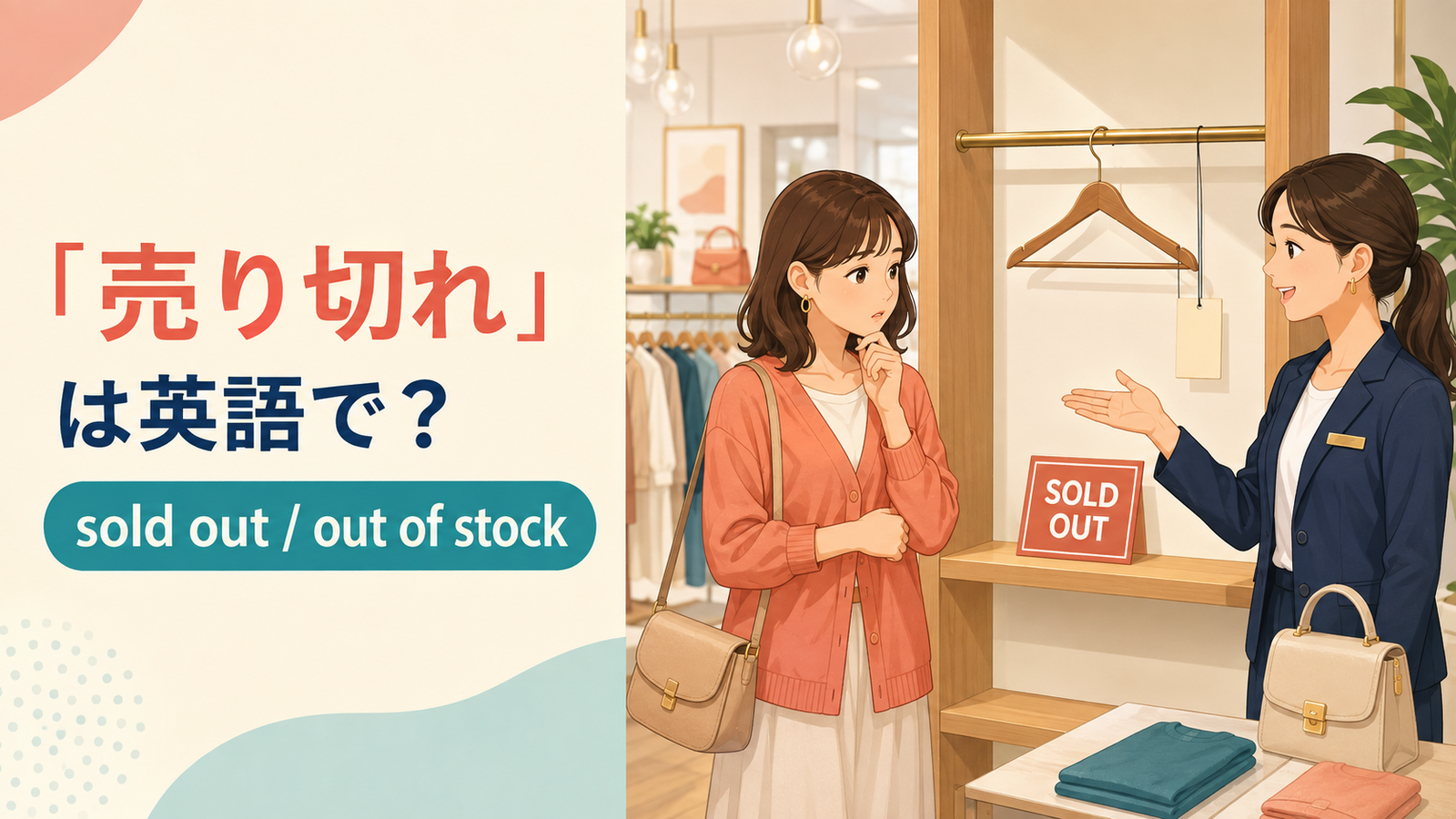 「売り切れ・在庫切れ」は英語で？sold out・out of stockの違いと簡単な言い換え