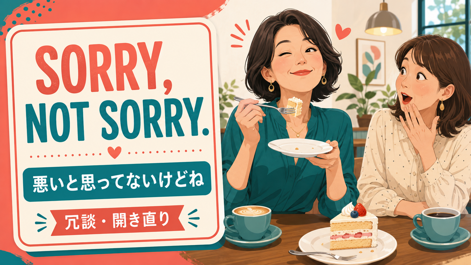 Sorry not sorryは「悪いと思ってないけどね」を表す冗談や開き直りの英語