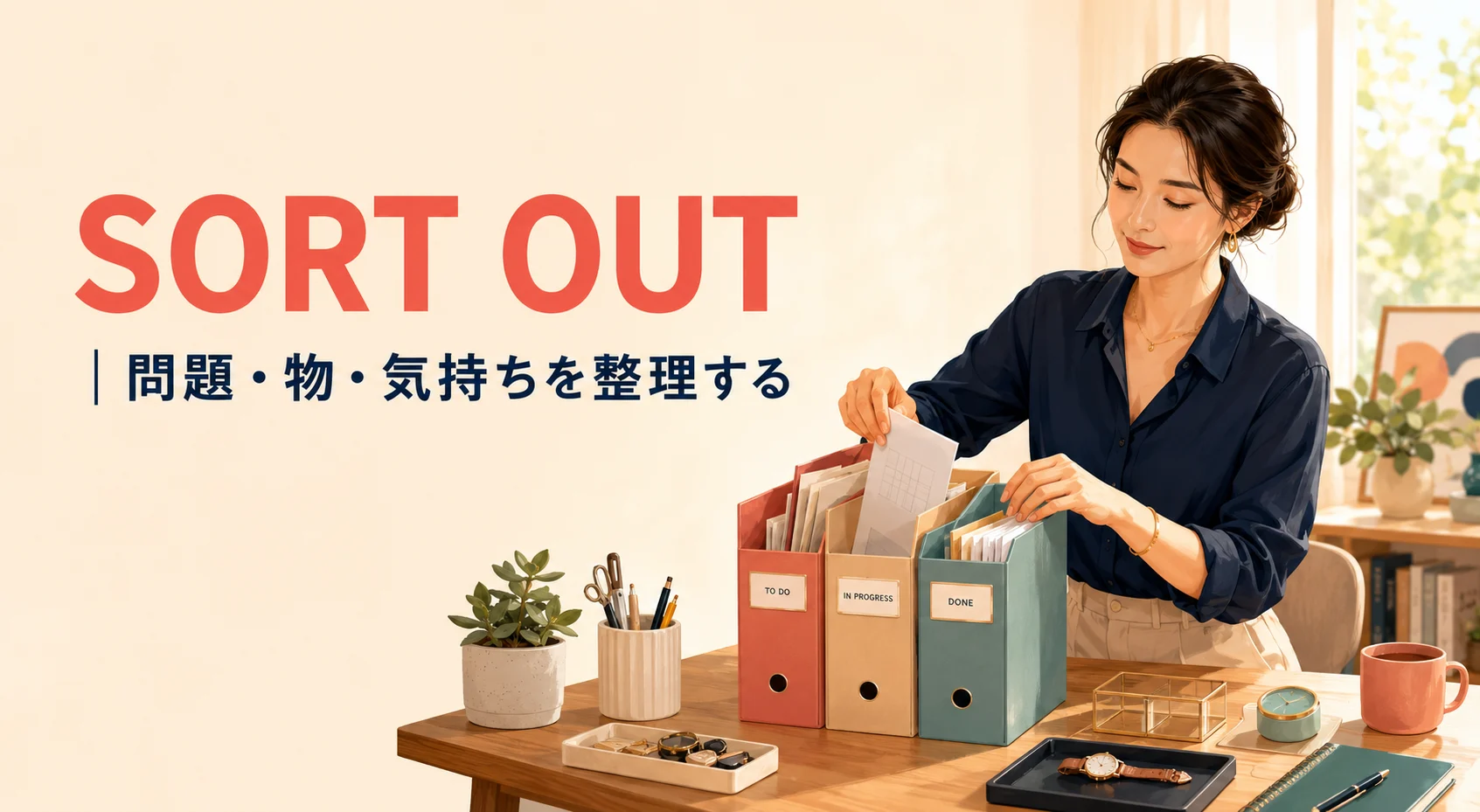 Sort outの意味は問題・物・気持ちを整理する