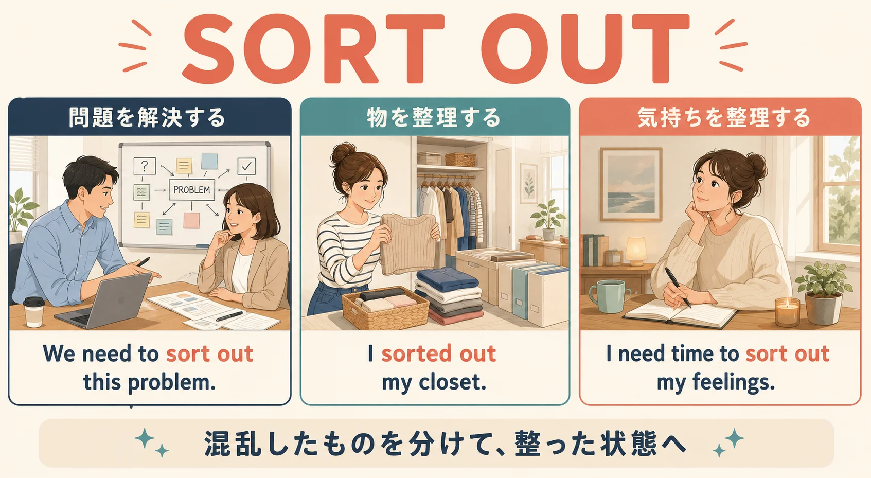 Sort outで問題・物・気持ちを整理する使い分け