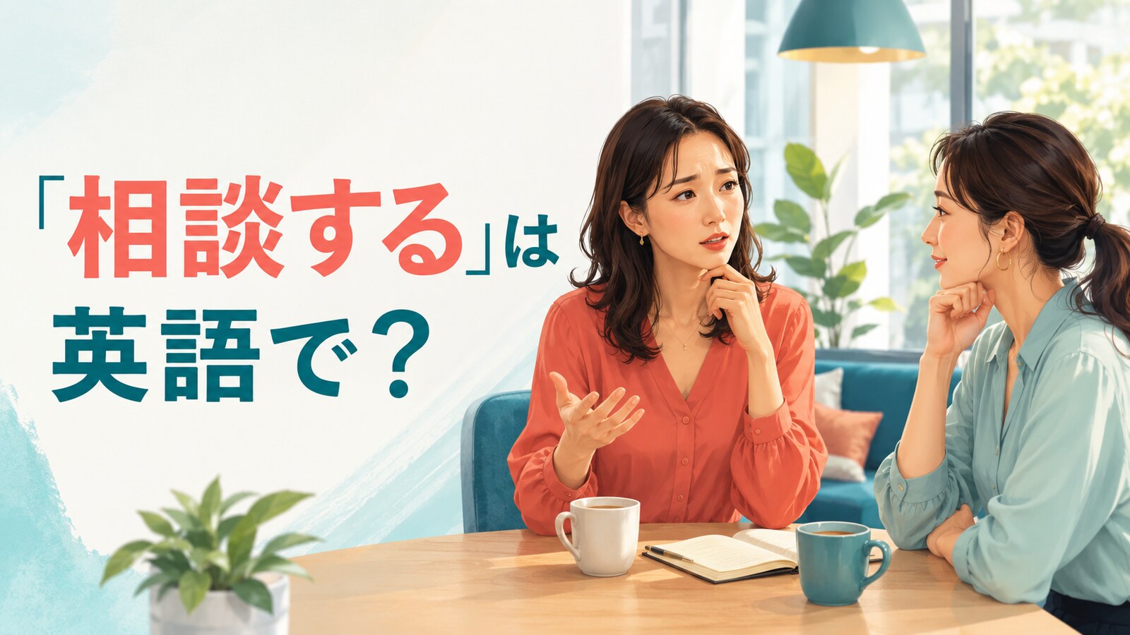 「相談する」は英語で？悩みを友人に話して助言を求める女性