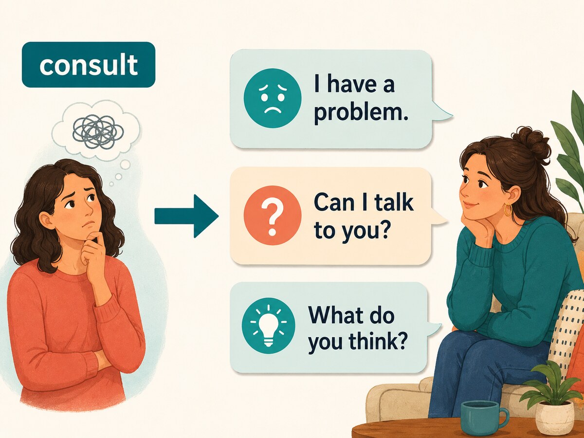 consultを知らなくてもI have a problem・Can I talk to you・What do you thinkで相談する図