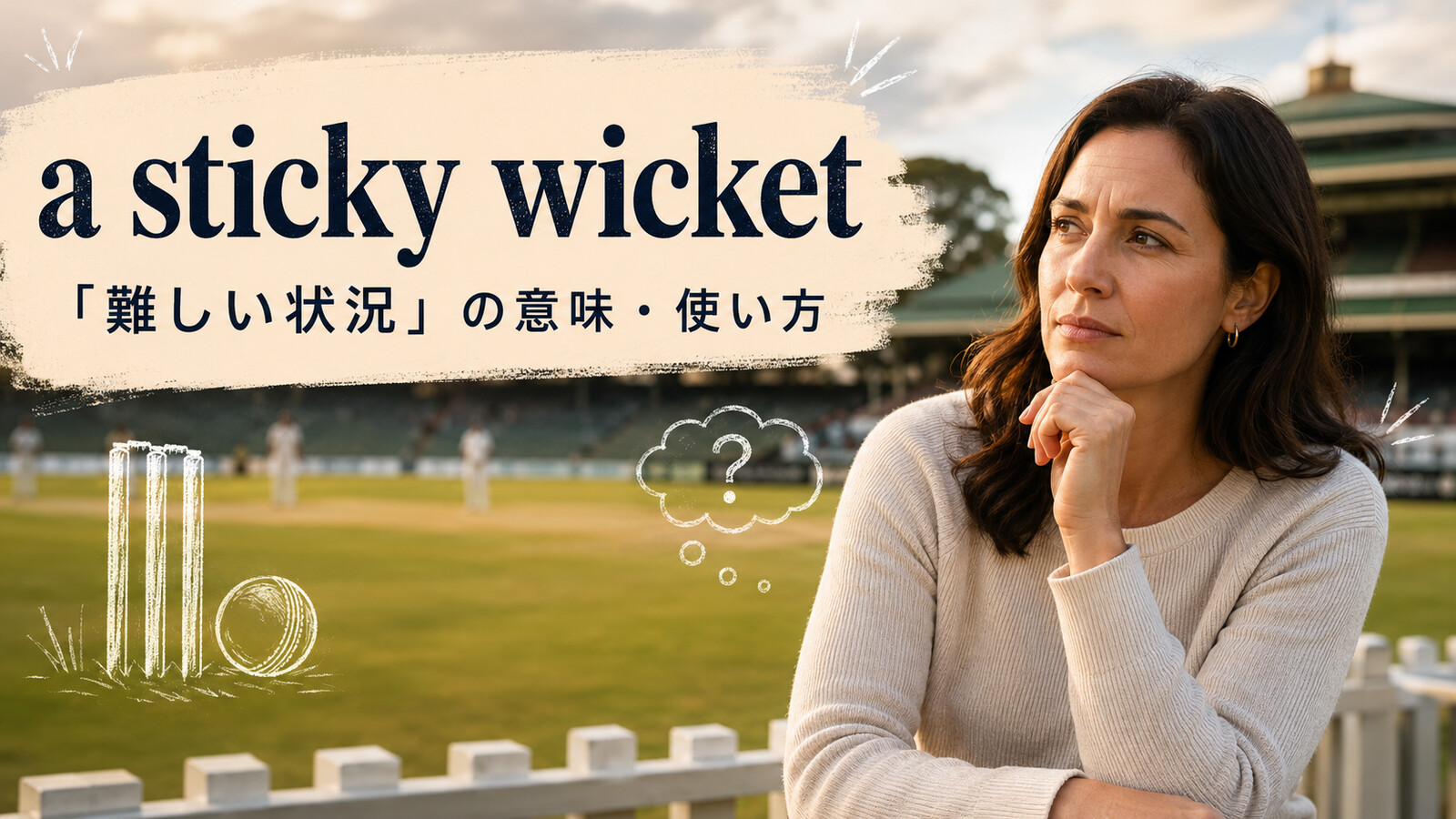 a sticky wicketの意味は？使い方・ニュアンス・例文と簡単な言い換え