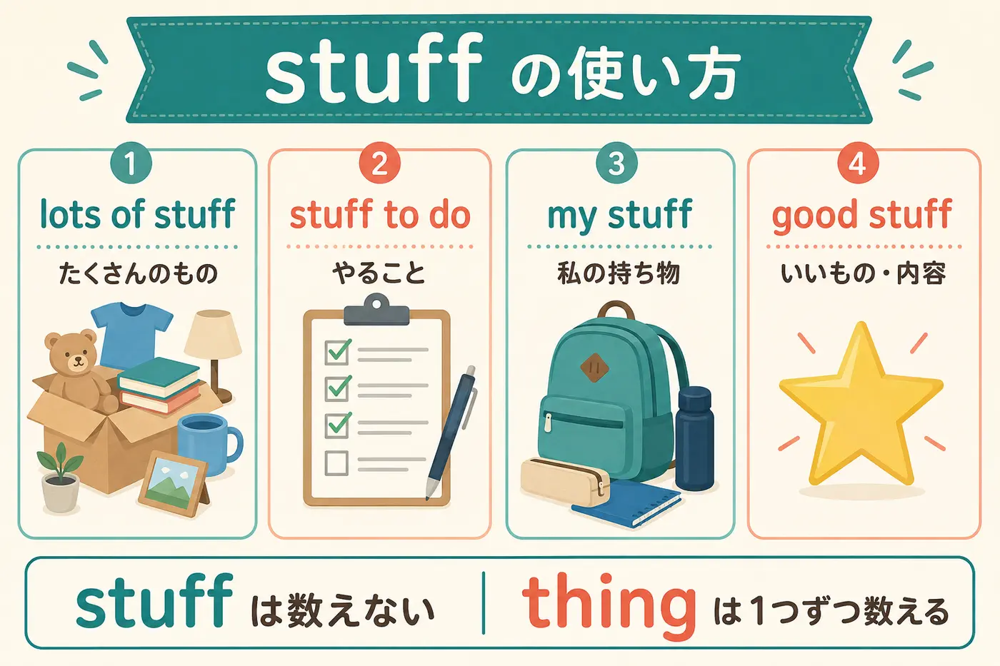 stuffの使い方とthingとの違い