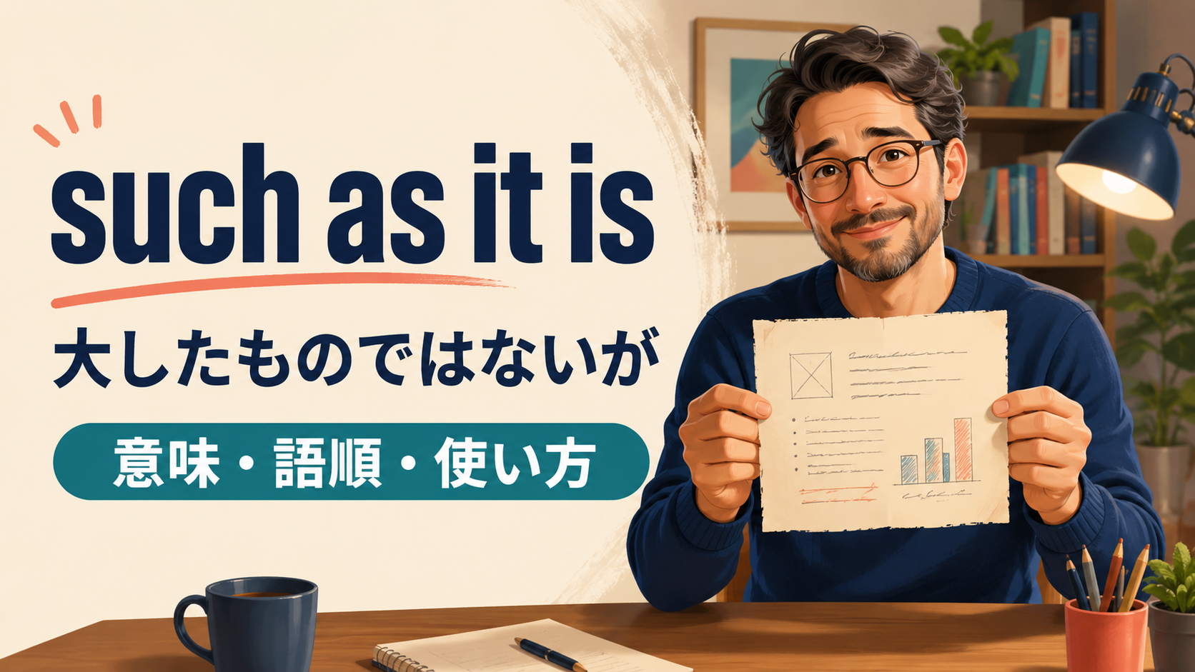 such as it isの大したものではないがという意味を解説するアイキャッチ