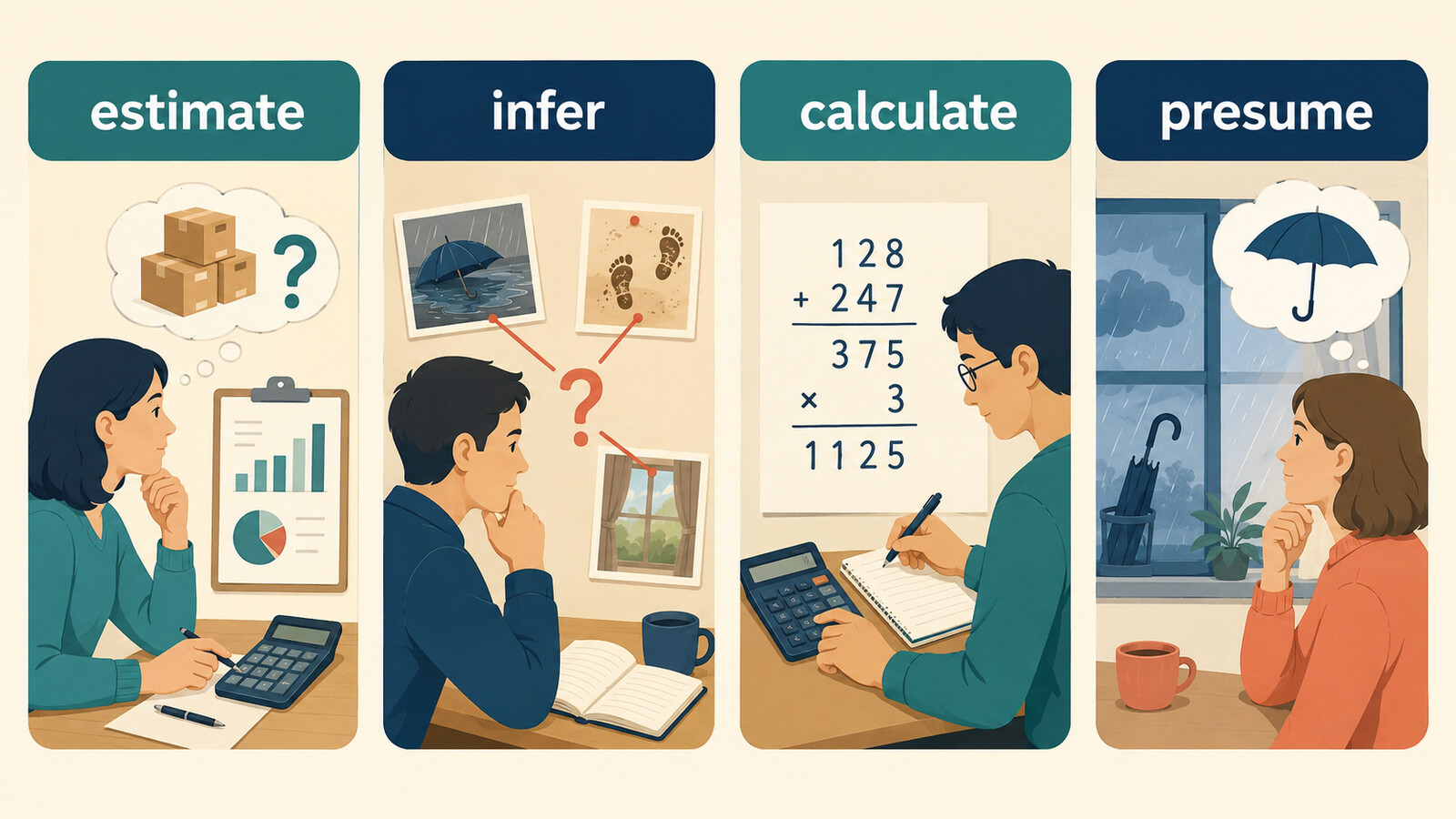 推定するを表すestimate・infer・calculate・presumeの違い