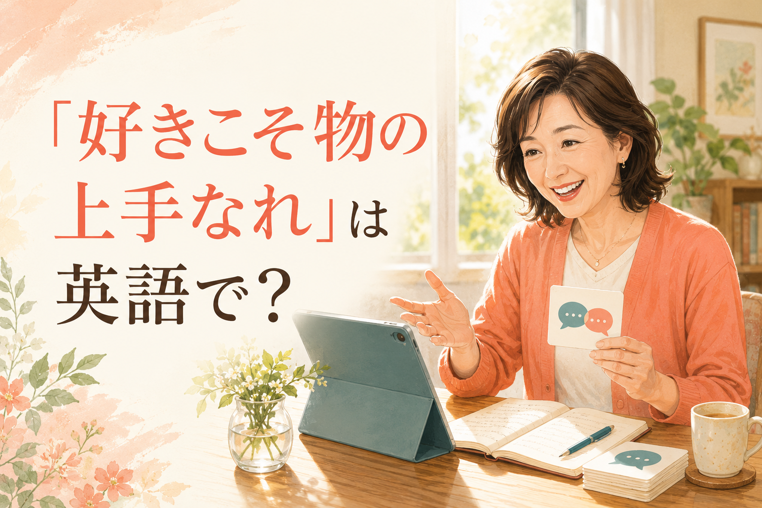 「好きこそ物の上手なれ」は英語で?楽しみながら英会話を練習する女性