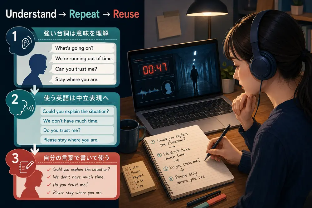 サスペンス海外ドラマの強い台詞を中立表現へ変える英語学習法
