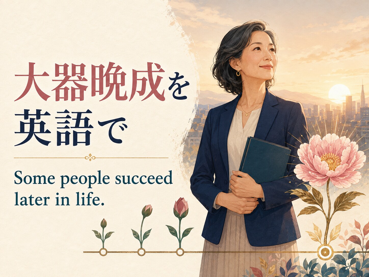 大器晩成を英語で表す Some people succeed later in life. のアイキャッチ