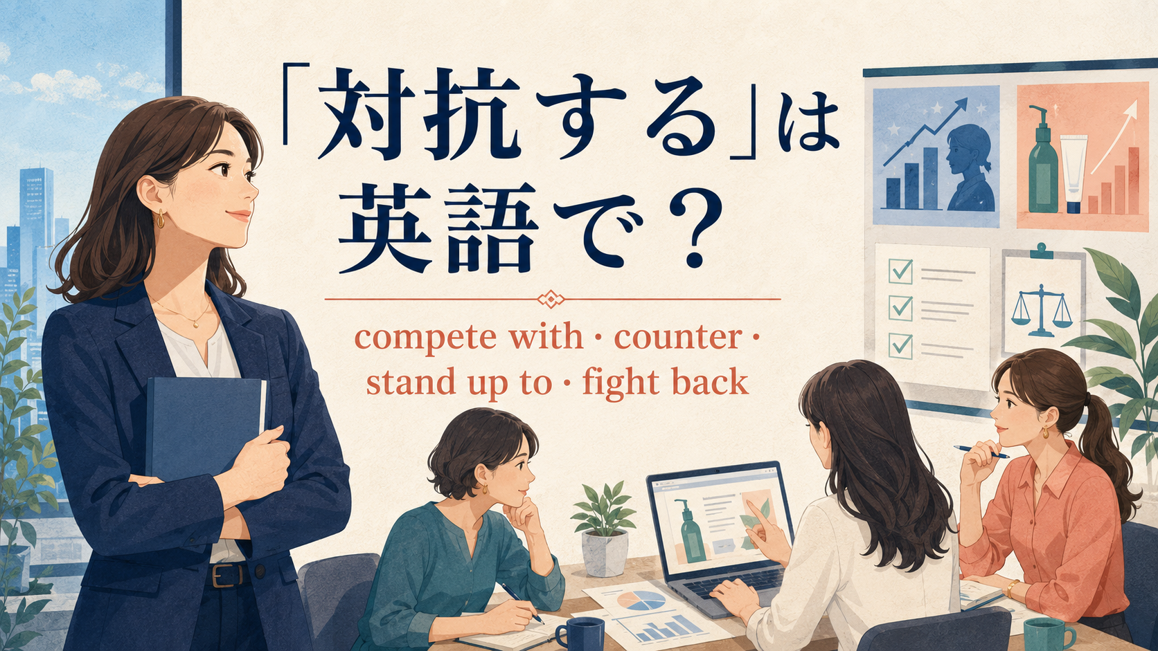 「対抗する」は英語で？compete with・counter・stand up to・fight backの違い