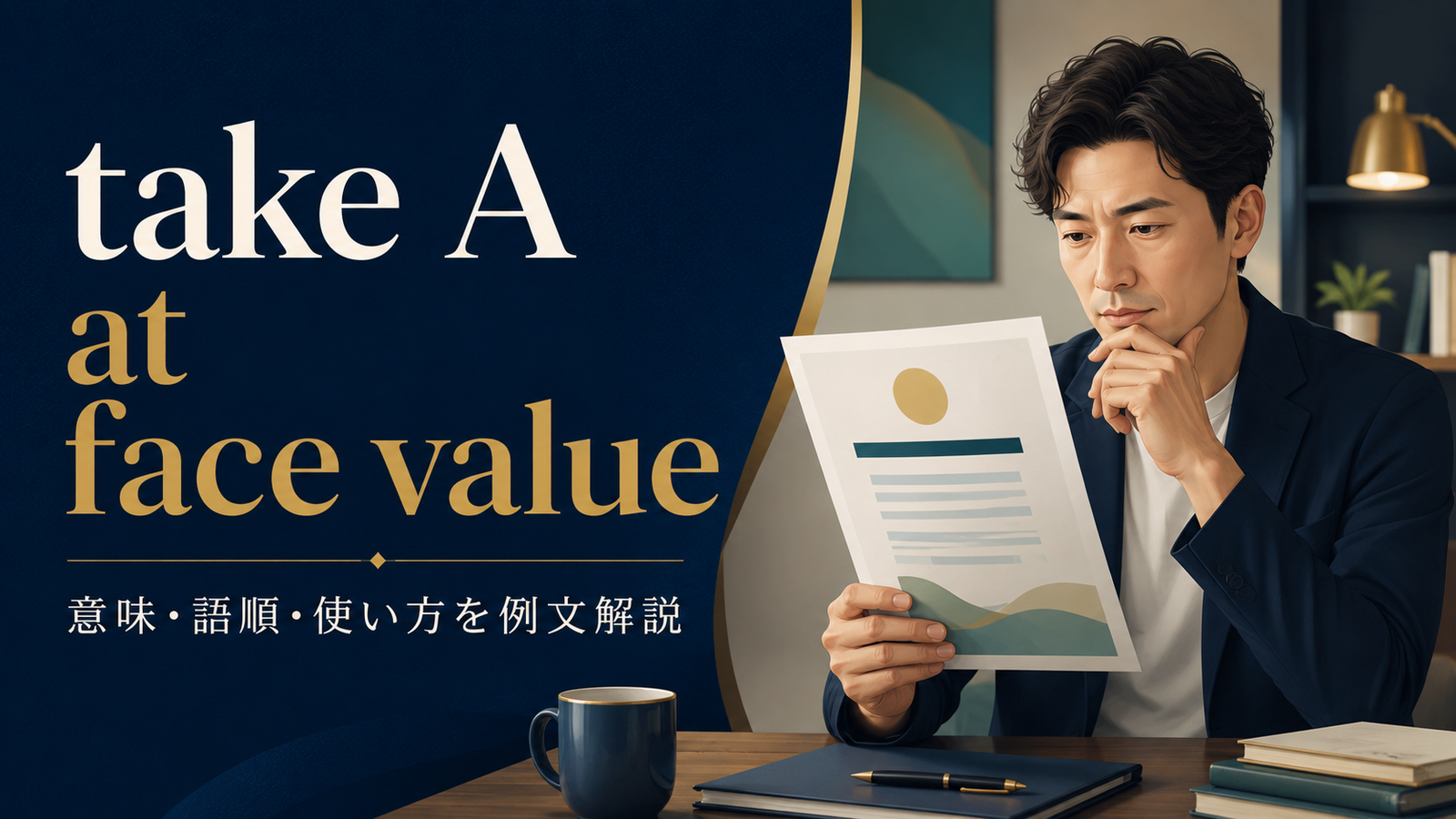 take A at face valueの意味・語順・使い方を示すアイキャッチ画像