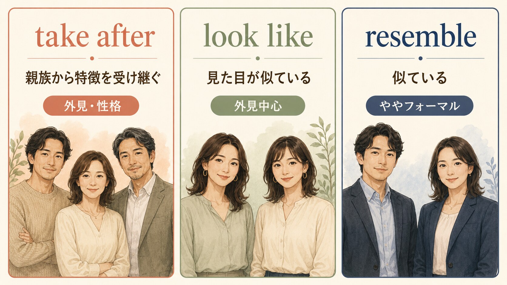 take afterとlook likeとresembleの違い