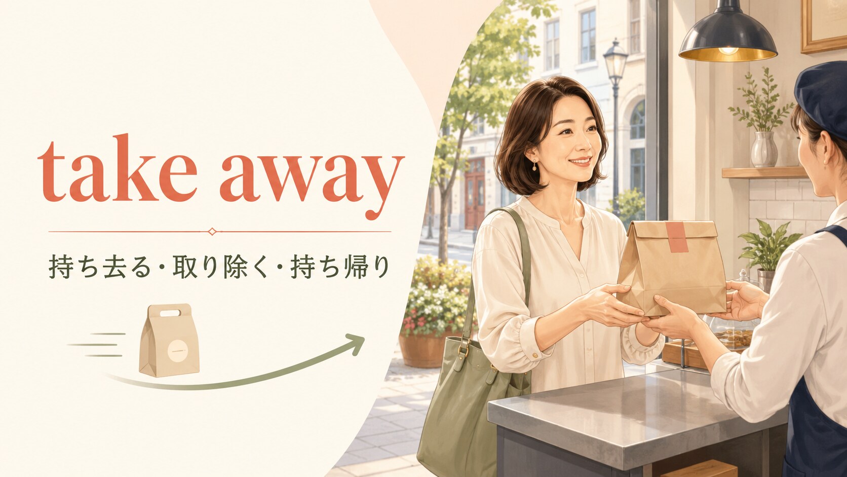 take awayは持ち去る・取り除く・持ち帰り