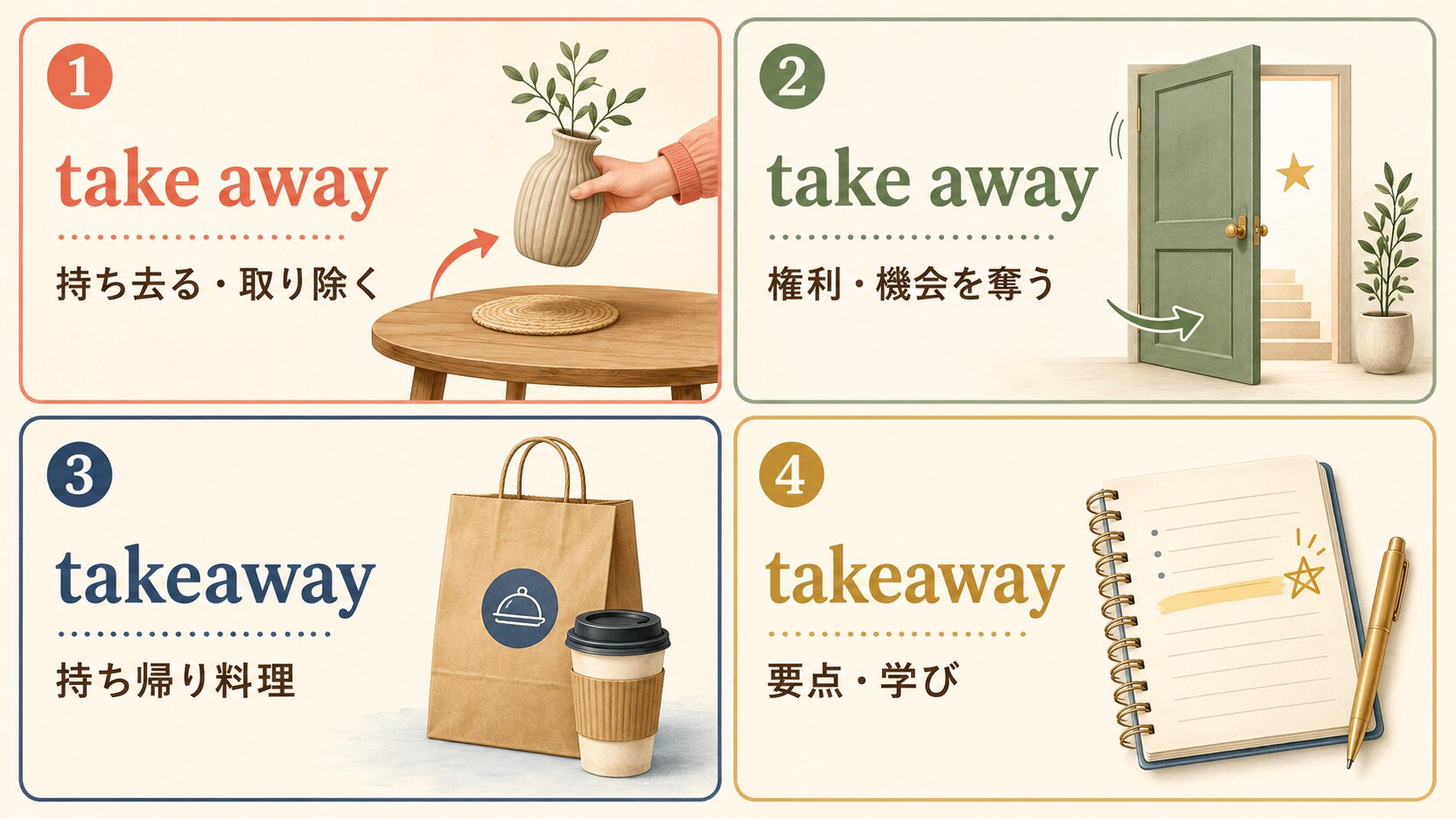 take awayとtakeawayの意味の違い