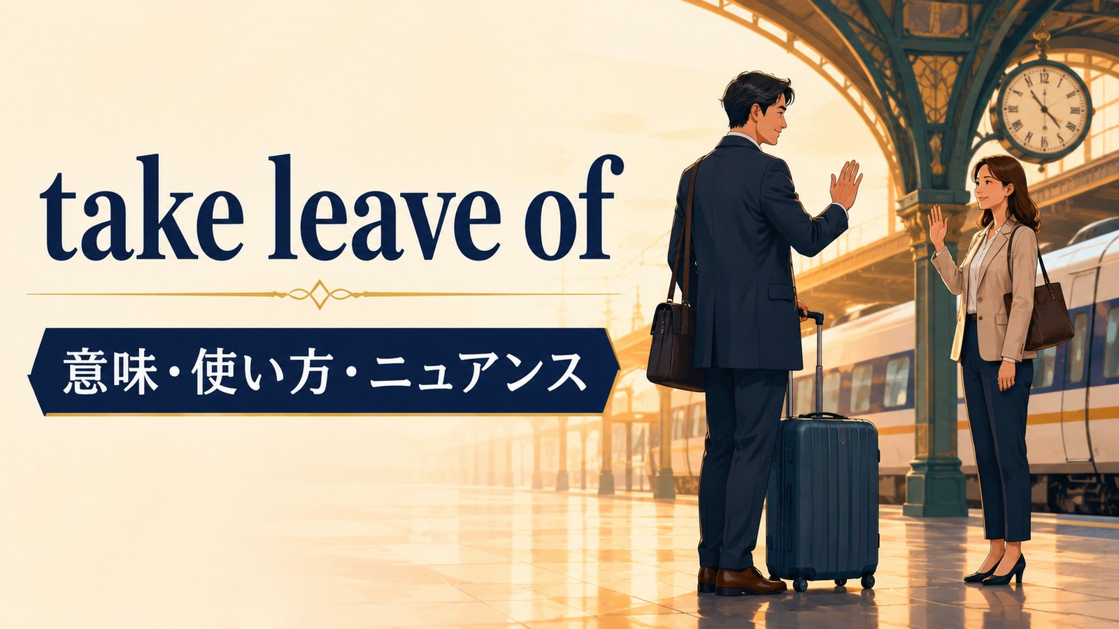take leave ofの意味は？使い方・ニュアンスとsay goodbye toとの違いを例文解説
