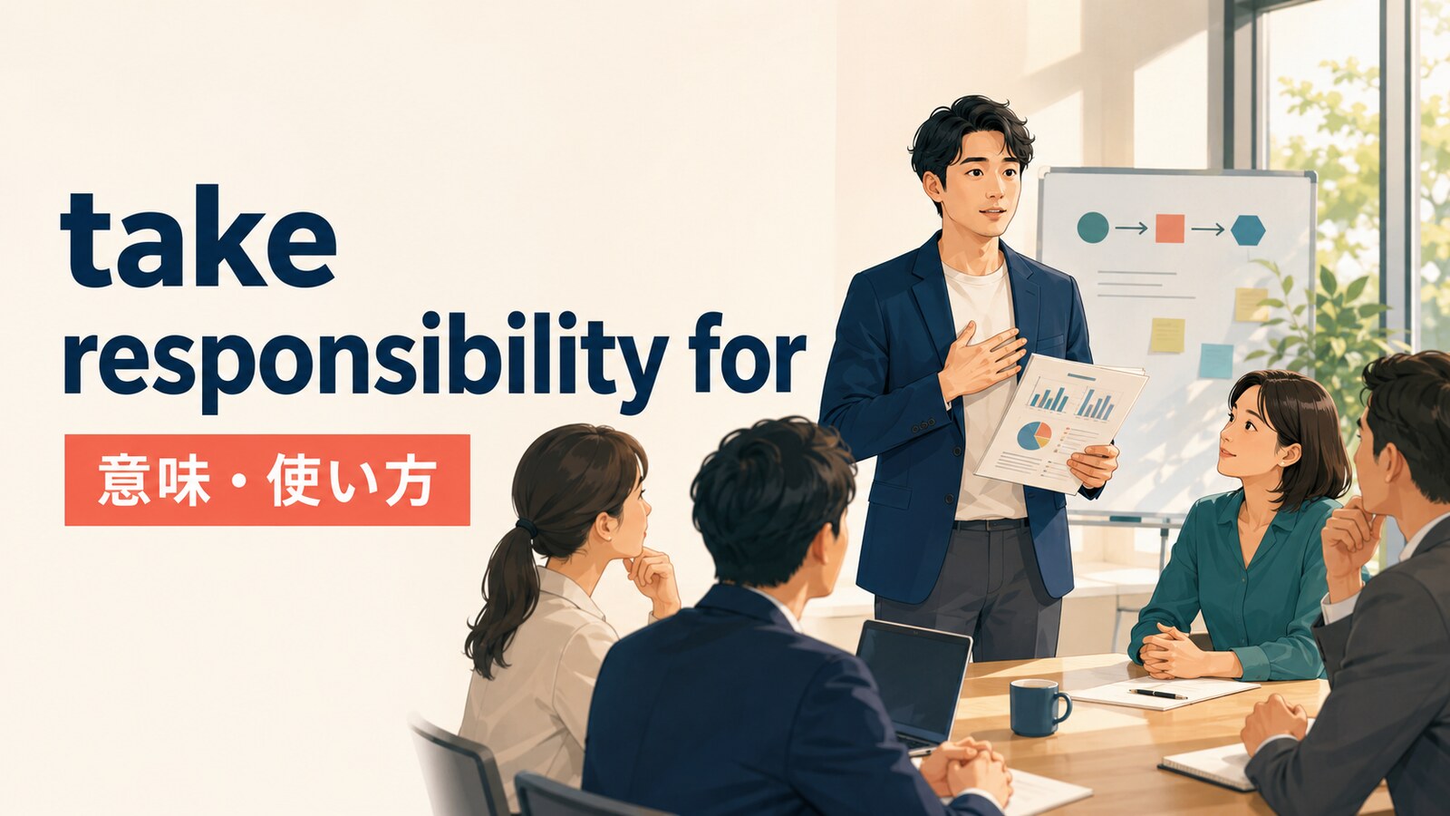 take responsibility forの意味と使い方を解説するアイキャッチ画像